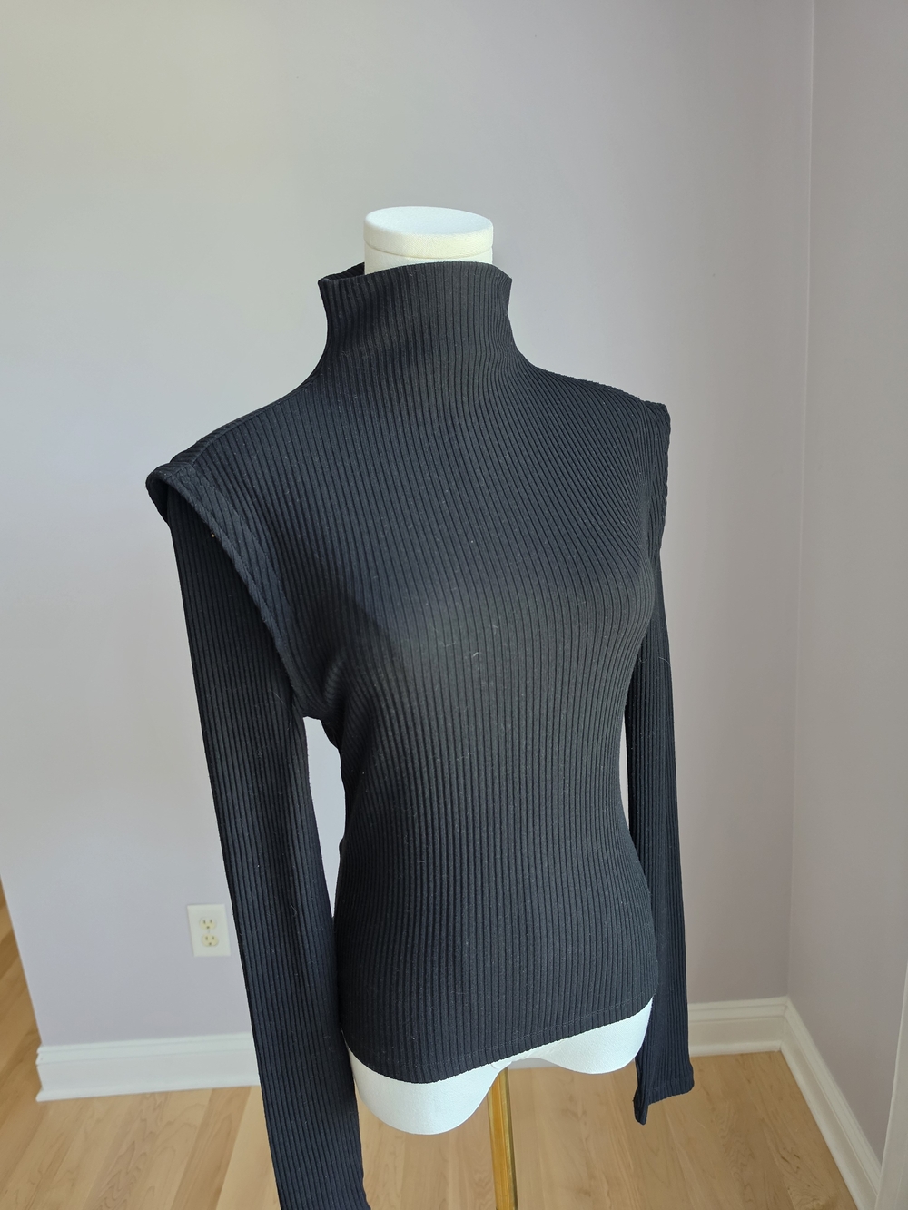 Maje Black Ribbed Turtleneck Sweater
